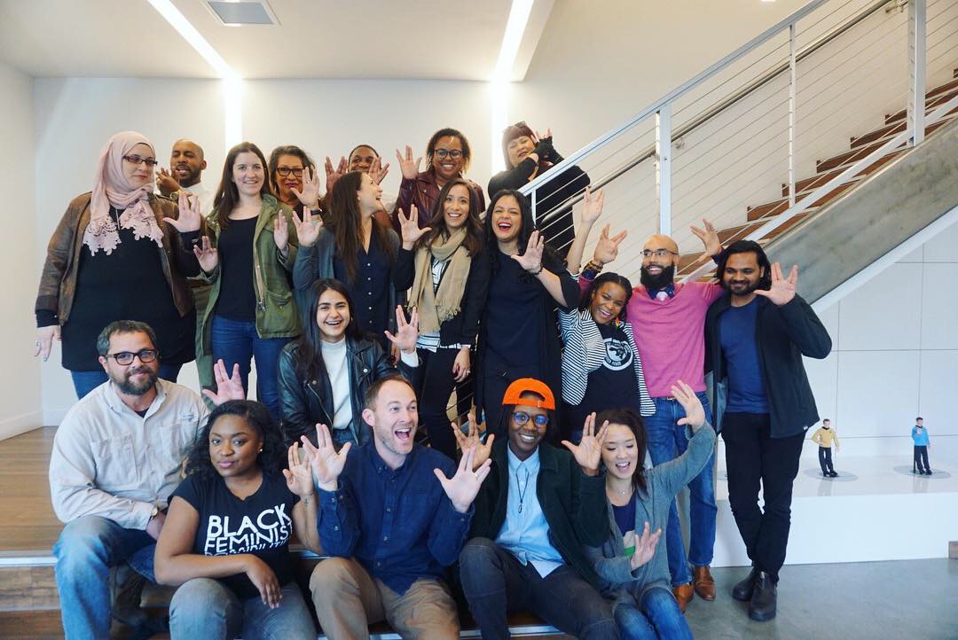 The 2019 Roddenberry Fellows holding up the Spock hand sign.