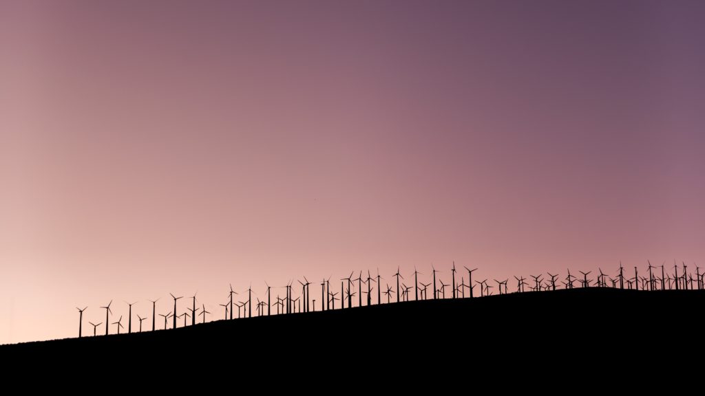 Sunrise photo of windmill farm.